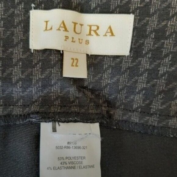 LAURA PLUS / Houndstooth Pull-on Comfy Dress Pants Gray & Black Sz 22 - Picture 9 of 9